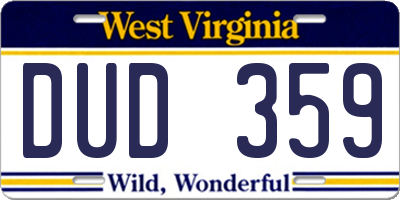 WV license plate DUD359
