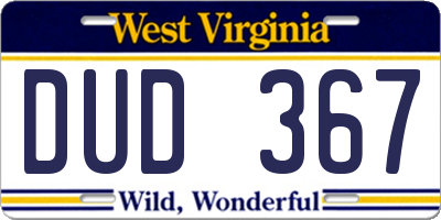 WV license plate DUD367
