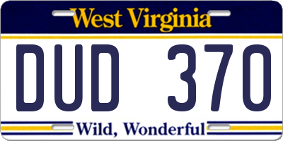 WV license plate DUD370