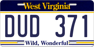 WV license plate DUD371