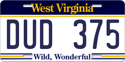 WV license plate DUD375
