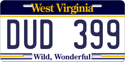 WV license plate DUD399