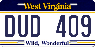 WV license plate DUD409
