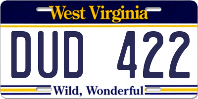 WV license plate DUD422