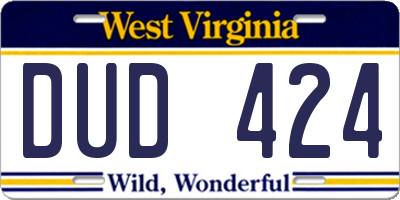 WV license plate DUD424