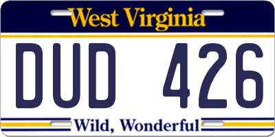 WV license plate DUD426