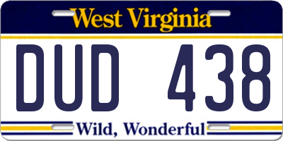WV license plate DUD438