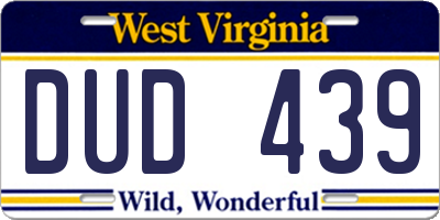 WV license plate DUD439