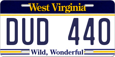 WV license plate DUD440