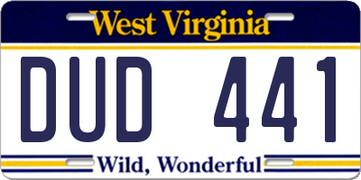 WV license plate DUD441