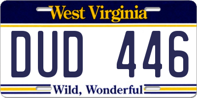 WV license plate DUD446