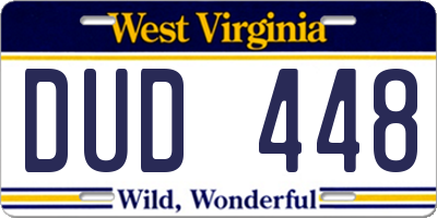 WV license plate DUD448