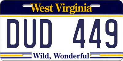 WV license plate DUD449