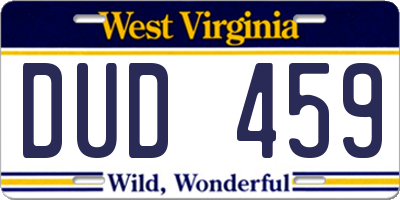 WV license plate DUD459