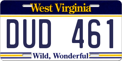 WV license plate DUD461