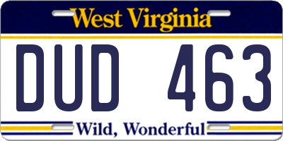 WV license plate DUD463