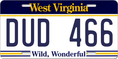 WV license plate DUD466