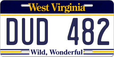 WV license plate DUD482