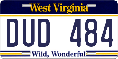 WV license plate DUD484