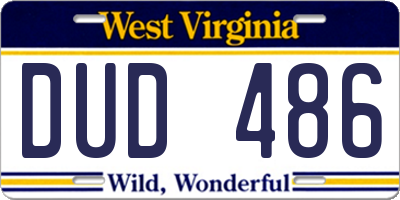WV license plate DUD486