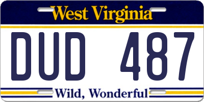 WV license plate DUD487