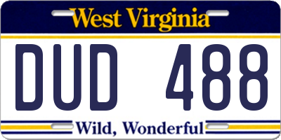 WV license plate DUD488