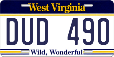 WV license plate DUD490