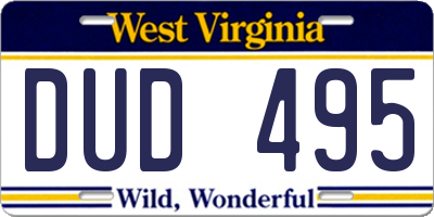 WV license plate DUD495