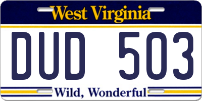 WV license plate DUD503