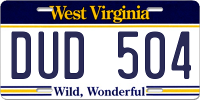 WV license plate DUD504