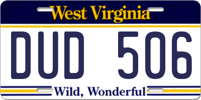 WV license plate DUD506
