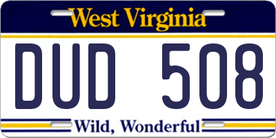WV license plate DUD508