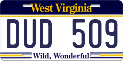 WV license plate DUD509