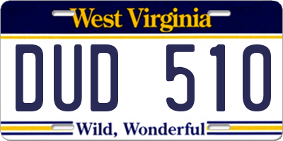 WV license plate DUD510
