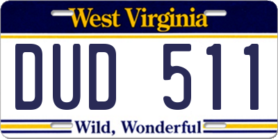 WV license plate DUD511