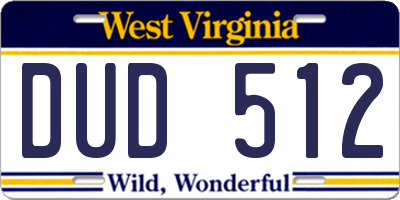 WV license plate DUD512