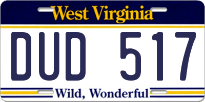 WV license plate DUD517