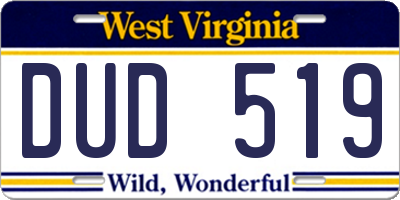 WV license plate DUD519