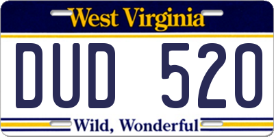 WV license plate DUD520