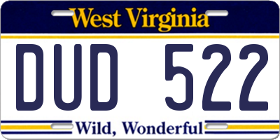 WV license plate DUD522