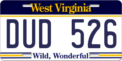 WV license plate DUD526
