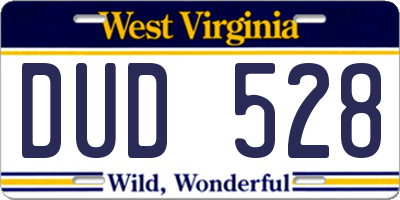 WV license plate DUD528