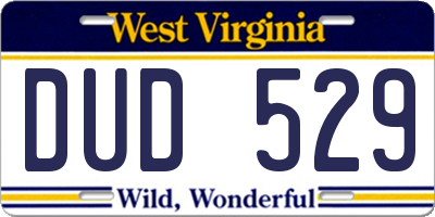 WV license plate DUD529