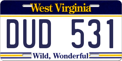 WV license plate DUD531