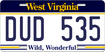 WV license plate DUD535