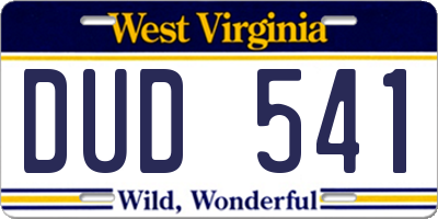 WV license plate DUD541