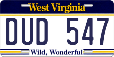 WV license plate DUD547