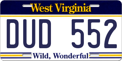 WV license plate DUD552