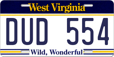 WV license plate DUD554