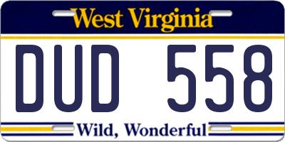 WV license plate DUD558